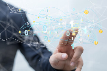 Global network. Blockchain. 3D illustration. Neural networks and artificial intelligence. Abstract  3d