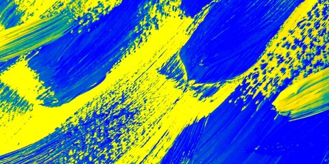 Aquamarine Grunge Acrylic Art. Digital Printing Background. Bright Acrylic Painting. Modern Wall Art. Yellow Ink. Watercolour Pattern. Illustration Art.