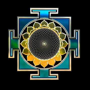 flower of life yantra mondala. Isolate. 3S REndering.