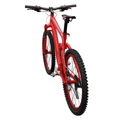 Red mountain bike on an isolated white background. 3d rendering.