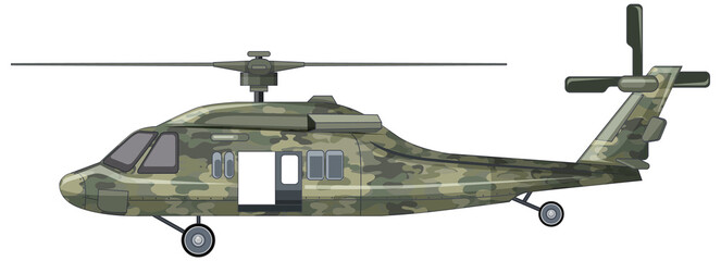 A military helicopter on white background