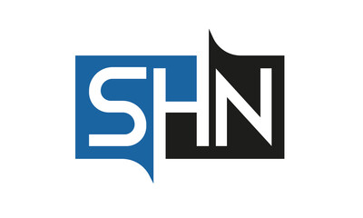 SHN Square Framed Letter Logo Design Vector with Black and Blue Colors
