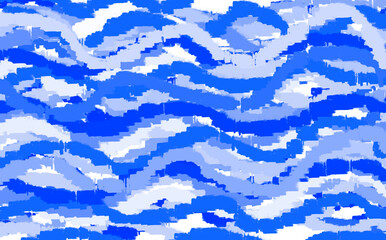 blue watercolor abstract background with ribbons with pixels