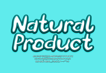 Trendy food logo Natural Product and Colored alphabet and numbers set