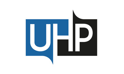 UHP Square Framed Letter Logo Design Vector with Black and Blue Colors