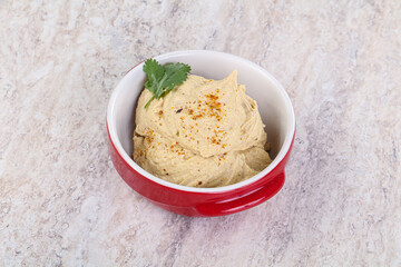 Traditional Jewish Hummus with olive oil