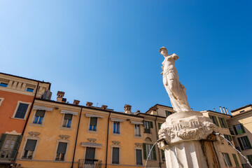 Marble statue and fountain of Minerva, 1818, by the sculptor from Verona Gaetano Cignaroli...