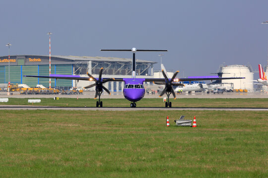 Flybe Bombardier DHC-8-400 airplane at Stuttgart airport in Germany