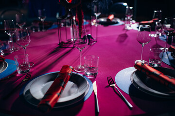 Fototapeta na wymiar wedding banquet table setting 
