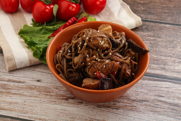 Udon soba with pork and vegetables