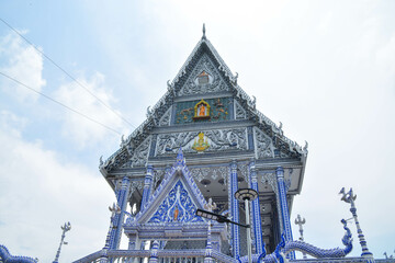 Blue ceramic church,Pak Nam Khaem Nu Temple,Chathaburi,Thailand