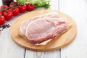 Raw pork t-bone steak for grill
