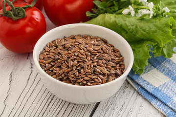 Dry Raw flax seed in the bowl