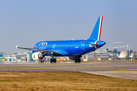 ITA Airways Airbus A320 airplane Milan Linate airport in Italy