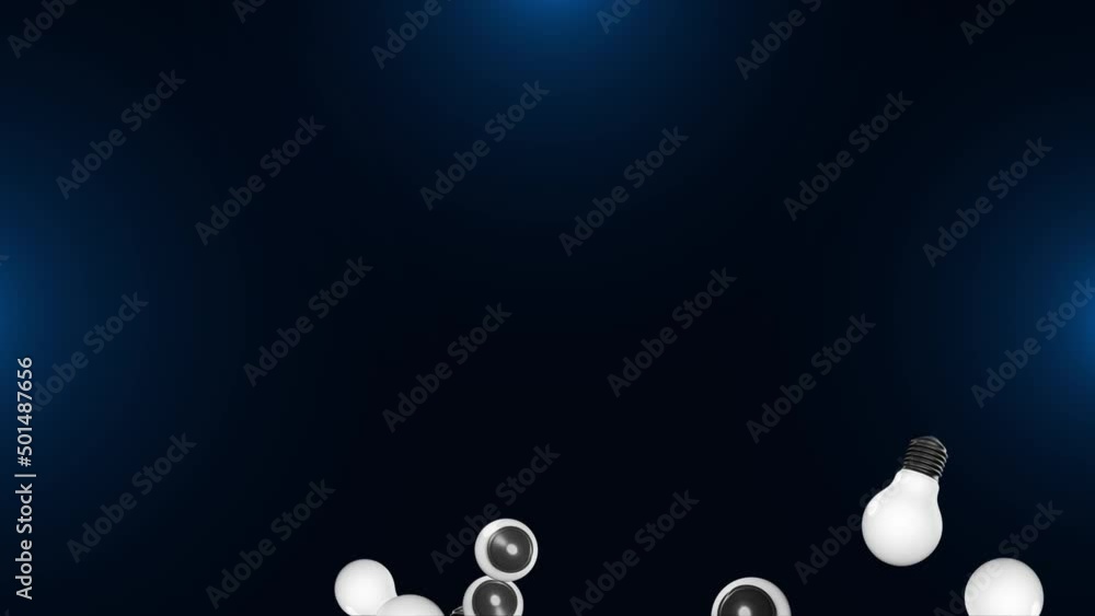 Poster creative idea light bulb thinking realistic lamp loop background animation. energy, inspiration and 