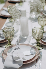 banquet table setting at a wedding