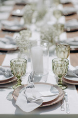 banquet table setting at a wedding