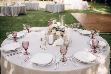 served round tables in the banquet hall