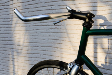 close up bar bull horn of fixed gear bike, old vintage bicycle