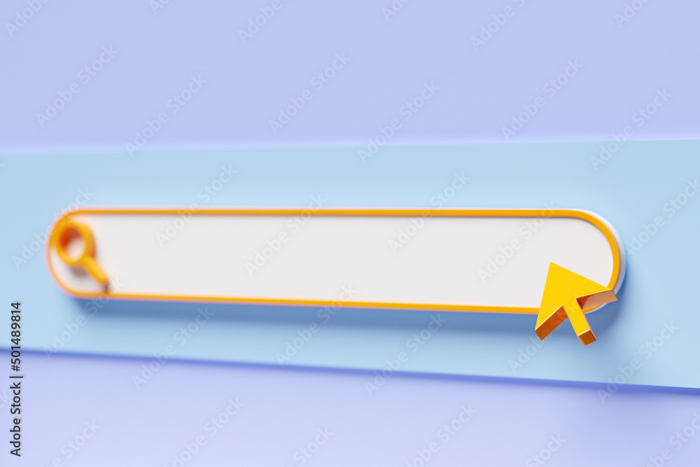 Poster 3d illustration search bar for ui. layout design for apps and website. search address icon and curso