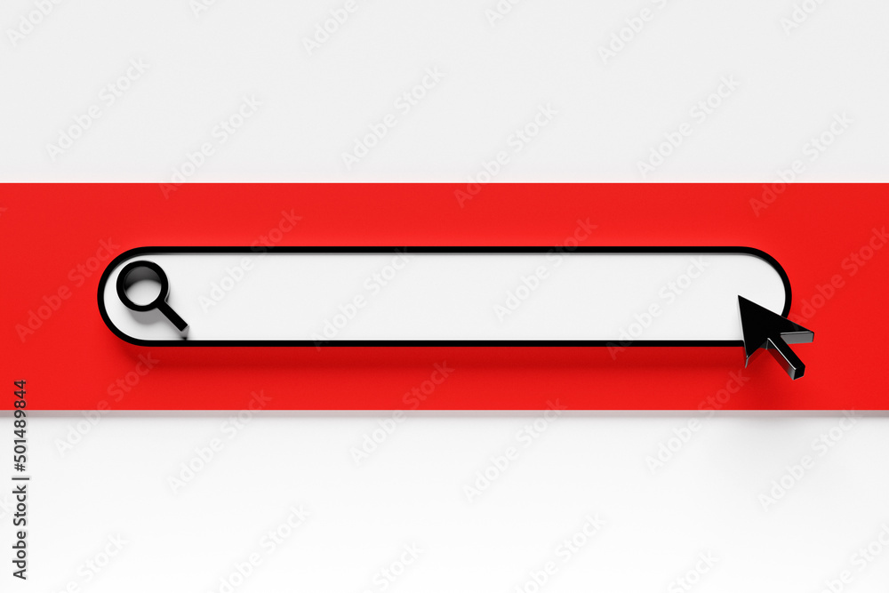 Poster 3d illustration, search bar design element on a цршеу background. search bar for website and user in