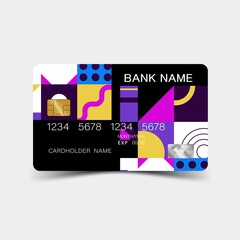 Fototapeta premium Credit card design. Inspiration from memphis art. Editable vector design. illustration EPS10
