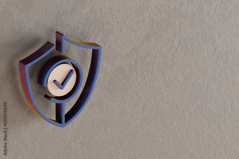 Aufkleber beautiful abstract illustrations blue and golden security shield symbol icons on a wall beton backgr