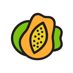 Papaya , Fruits filled outline icon.