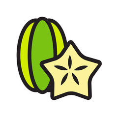 Star Fruit , Fruits filled outline icon.
