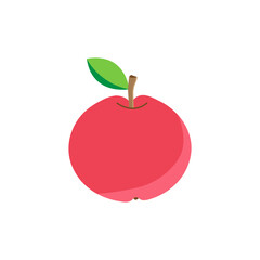 Flat design vector illustration of red apple
on white background