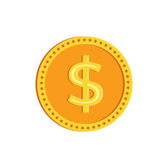 Golden dollar isolated coin icon