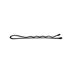 Bobby pin logo icon sign Barrette emblem Hand drawn Accessory hair decoration hairstyles Cartoon vintage design style  Fashion print clothes apparel greeting invitation card cover banner poster ad