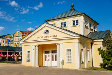 Frantiskovy Lazne, Western Bohemia, Czech Republic, 14 August 2021: Colonnade of Plynove lazne...