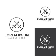 Sword, shield and king's sword logo. Logo design vector illustration template.