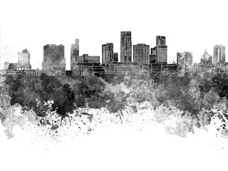 Fototapeta premium St. Paul skyline in black watercolor