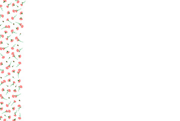 ピンクのカーネーションが左側に散らばる背景素材
