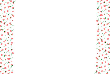 ピンクのカーネーションが両端に散らばる背景素材
