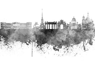 Obraz premium Saint Petersburg skyline in black watercolor
