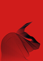 Vector design of  digital bull head on red background