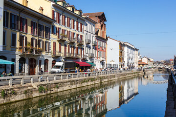 Milan Navigli Milano restaurant and bar district travel traveling holidays vacation town in Italy