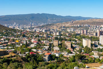 Obraz premium Residential area of Tbilisi, multi-storey buildings. Georgia