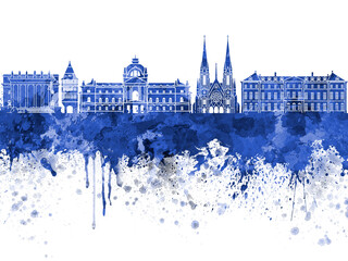 Strasbourg skyline in watercolor background - obrazy, fototapety, plakaty
