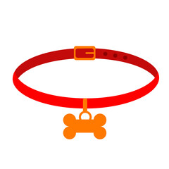 Dog collar with bone tag pet accessory icon symbol sign