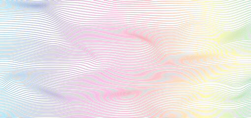 colorful spectrum thin linear abstract curved wavy vertical pattern for background, wallpaper, banner, label etc. vector design - obrazy, fototapety, plakaty