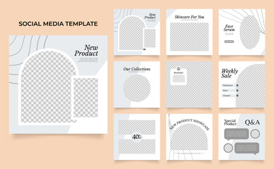 social media template banner beauty care cosmetic and spa sale promotion. fully editable instagram and facebook square post frame puzzle organic sale poster