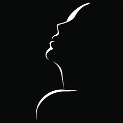 vector black and white illustration of a beautiful female face formed by a shadow. useful for advertising products for women, beauty salons, decorative and care cosmetics, logo, print, poster, design