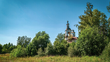 abandoned Orthodox church in the forest
