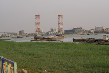 Basra, Iraq - April 15, 2022: landscape photo of the tour in river in basra city