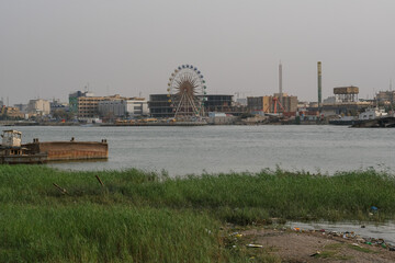 Basra, Iraq - April 15, 2022: landscape photo of the tour in river in basra city
