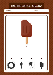 Find the correct shadows game with ice cream. worksheet for preschool kids, kids activity sheet